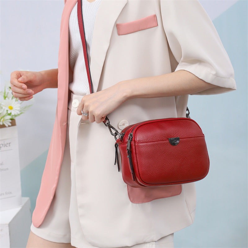 Women's Layer Cowhide Leisure Practical Simple Soft Crossbody Bags