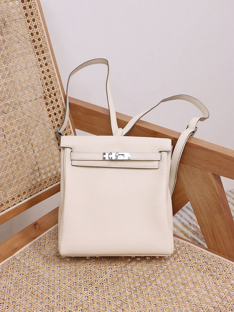 Textured Genuine Leather Kelly First Layer Backpacks