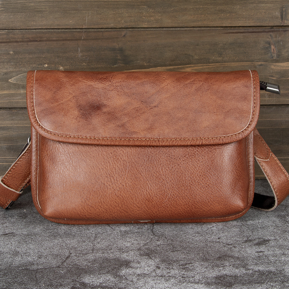 Men's Street Fashion First Layer Cowhide Vegetable Men's Shoulder Bags