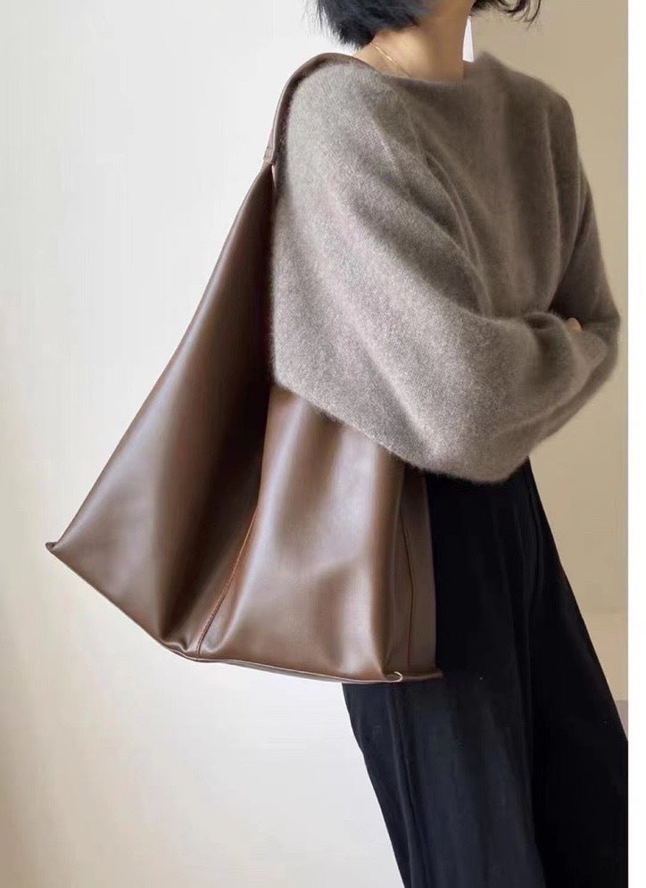 Women's Fashion Large Capacity Commuter Cowhide Soft Tote Bags