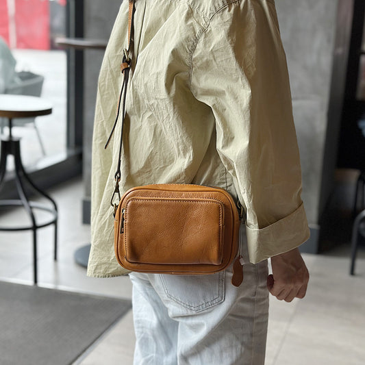 Women's Fashion Leather Summer Cowhide Top Layer Small Square Bags