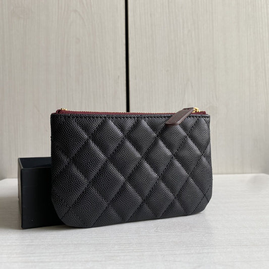 Women's Caviar Pattern Cowhide Classic Style Genuine Card Holder