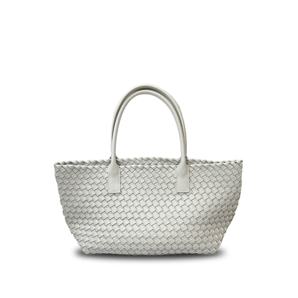 Women's Leather Weave Vegetable Basket Cowhide Large Tote Bags