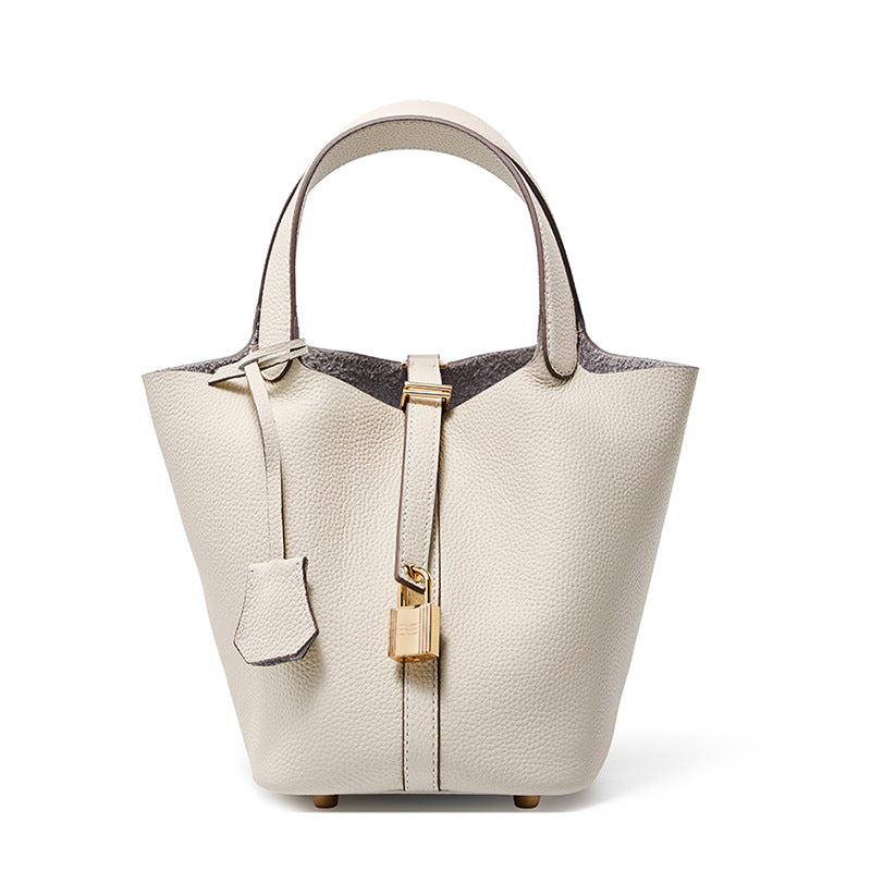 Women's Genuine Leather Versatile Classic Vegetable Basket Bucket Bags