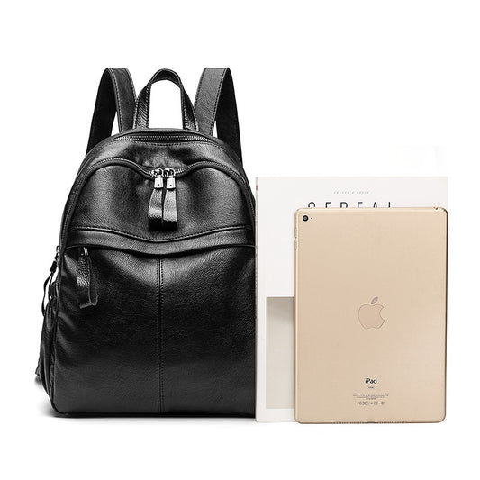 Women's Spring Fashion Cowhide Lychee Pattern Backpacks