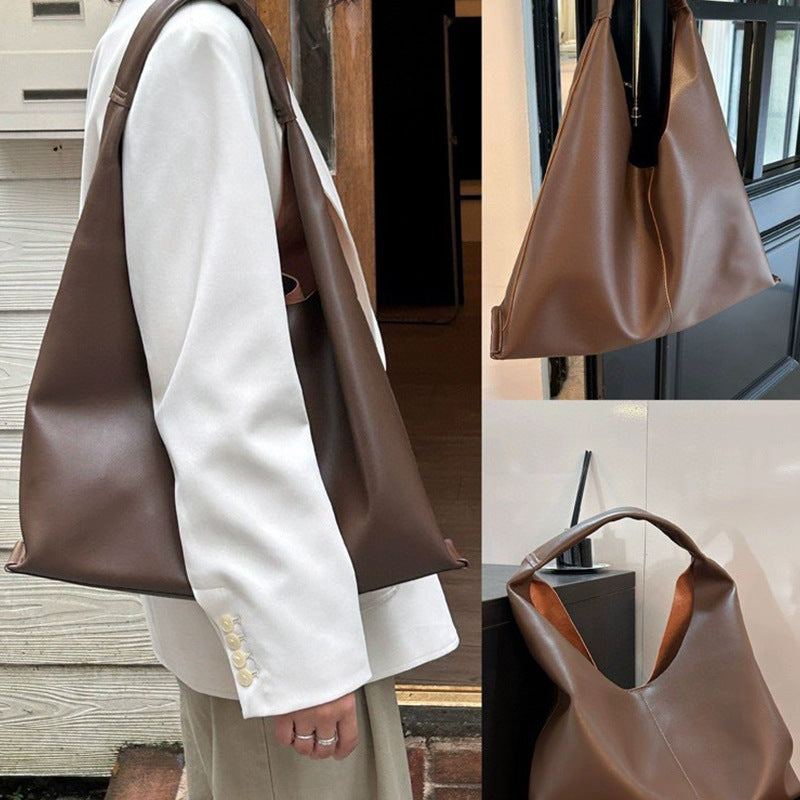 Lazy Minimalist Cowhide Autumn Large Capacity Tote Bags