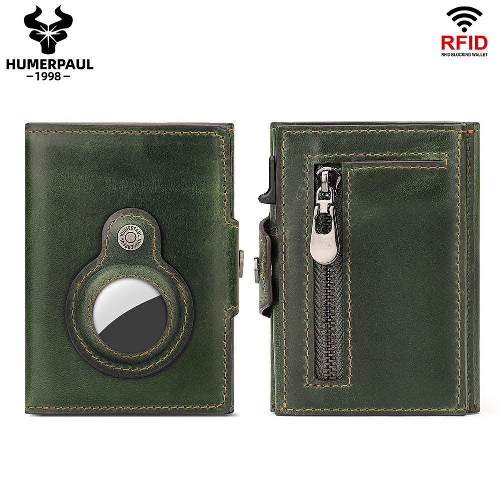 First Layer Cowhide Automatic Delivery Metal Card Holder
