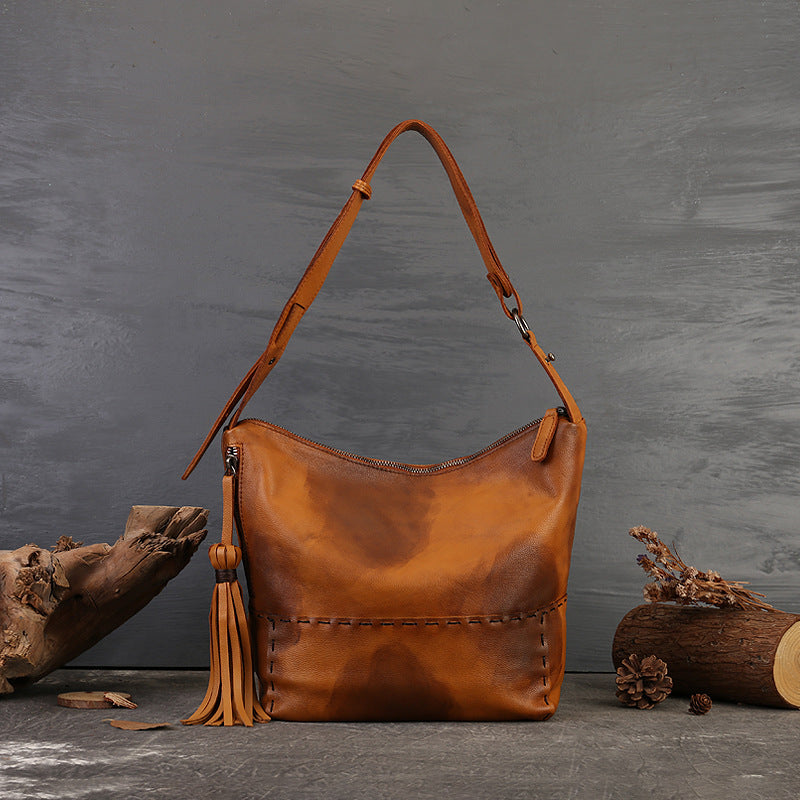 Women's Handmade Large Capacity Leather High-grade Underarm Shoulder Bags