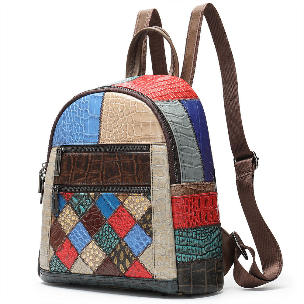 Women's Colorful Genuine Leather Retro Ethnic Style Backpacks