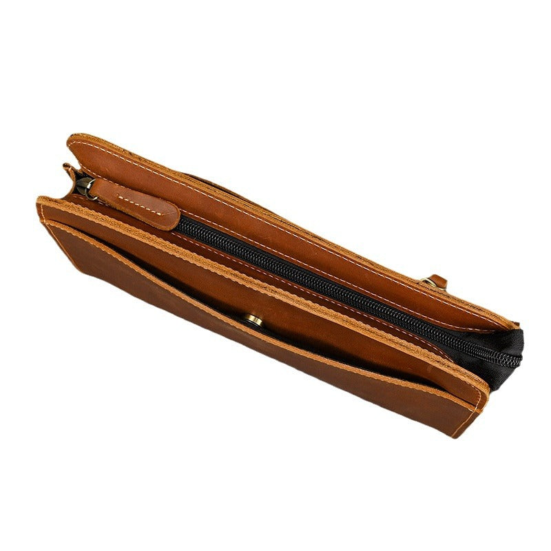 Men's With Hand Strap Large Capacity Crazy Horse Leather Vintage Men's Handbags