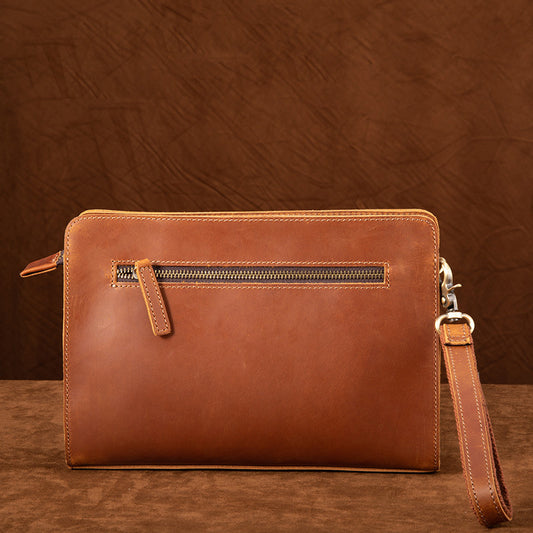 Men's Leather Clutch Crazy Horse Retro Long Handbags