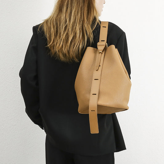 Women's Designer Model Cowhide Wandering High-grade Single Bucket Bags