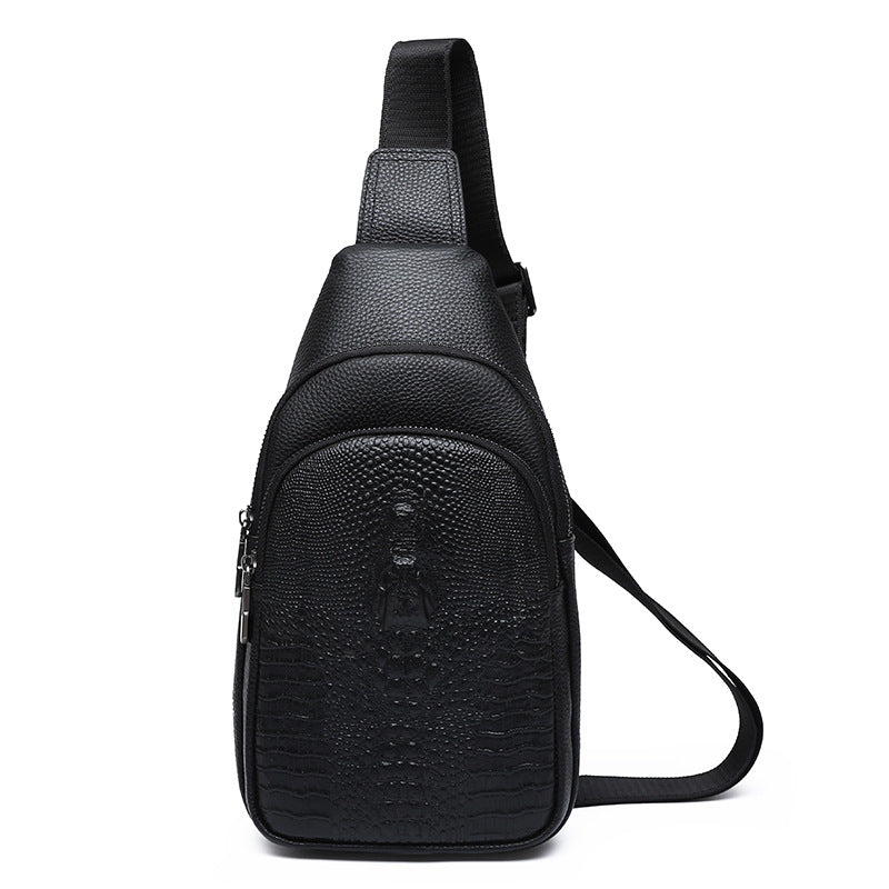 Men's First Layer Cowhide Leather Boys Trend Men's Chest Bags