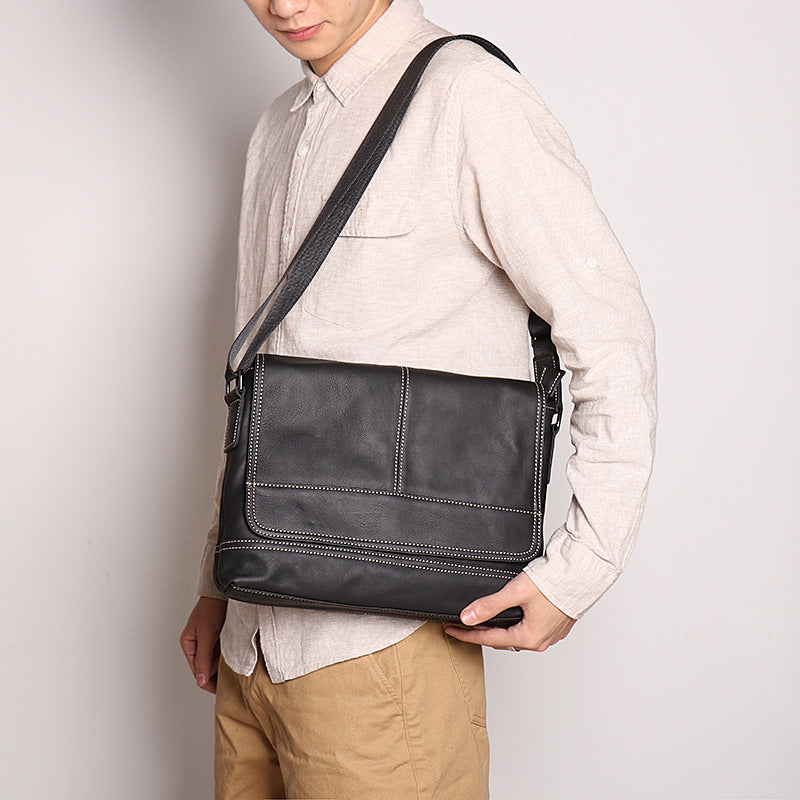 Women's & Men's & Handmade Cowhide Leather Large Capacity Men's Messenger Bags