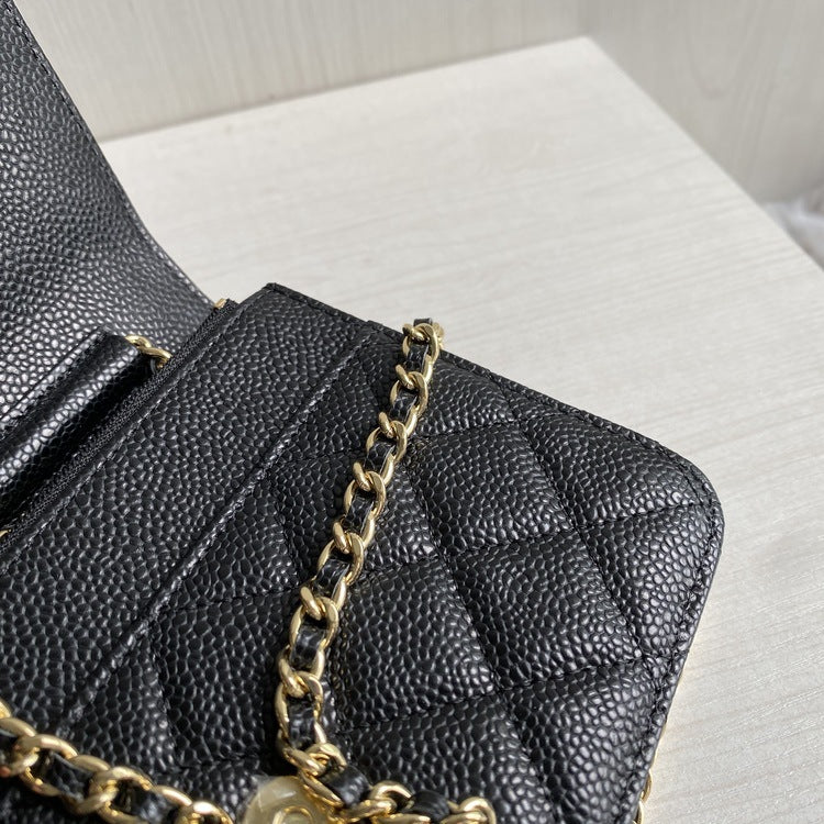 Snap Classic Style Caviar Pattern Sheepskin Chain Crossbody Bags