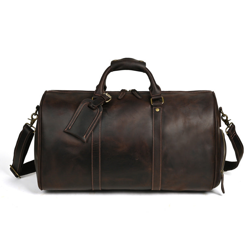 Men's Crazy Horse Leather Vintage Genuine Large Travel Bags