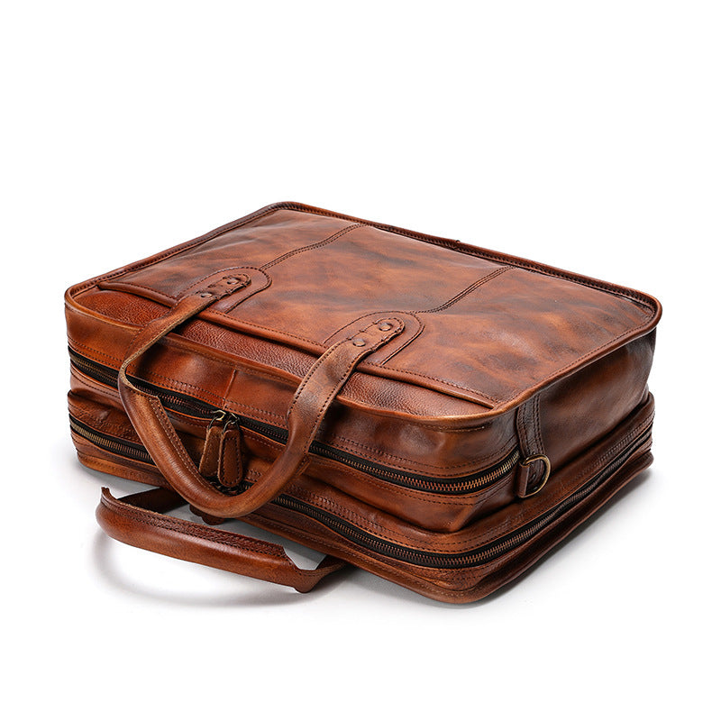 Men's Handmade Genuine Leather Large Capacity Function Men's Briefcases