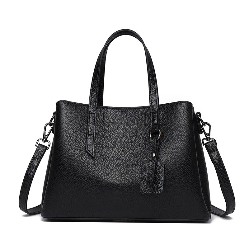 Women's Lychee Pattern Simple Large Capacity Soft Leather Textured Temperament Crossbody Bags