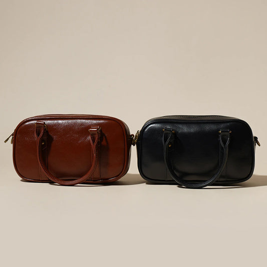 Women's First Layer Cowhide Niche Vintage Fashion Portable Shoulder Bags