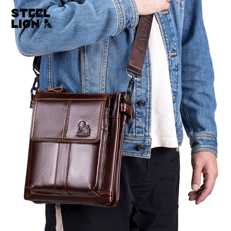 Men's Leather First Layer Cowhide Retro Large Men's Messenger Bags