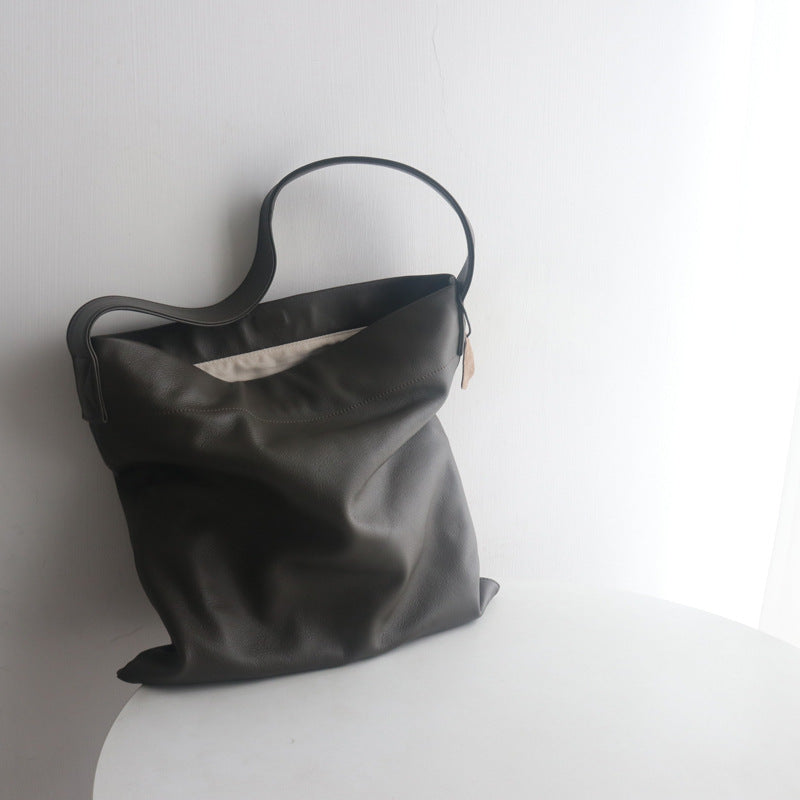 Women's Soft Glutinous Simple Elegant First Layer Shoulder Bags