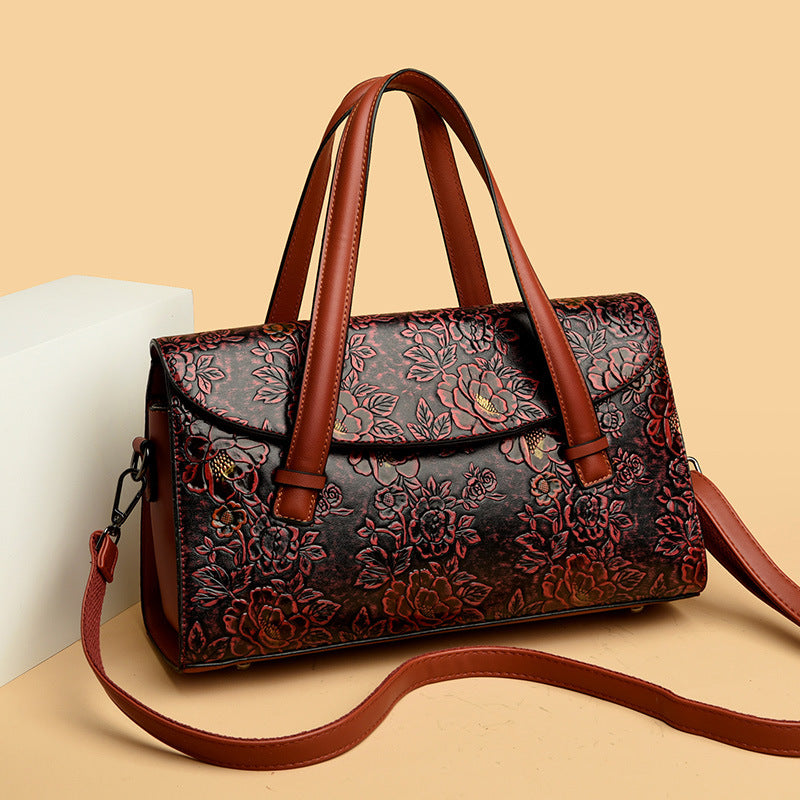 Women's Style Large Capacity Ethnic Flower Blooming Handbags