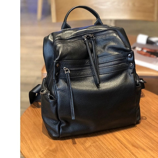 Women's Fashion Genuine Leather Retro Tide Backpacks