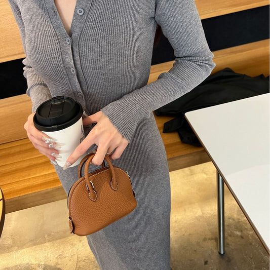 Women's Mini Shell First Layer Cowhide Bowling Genuine Bags