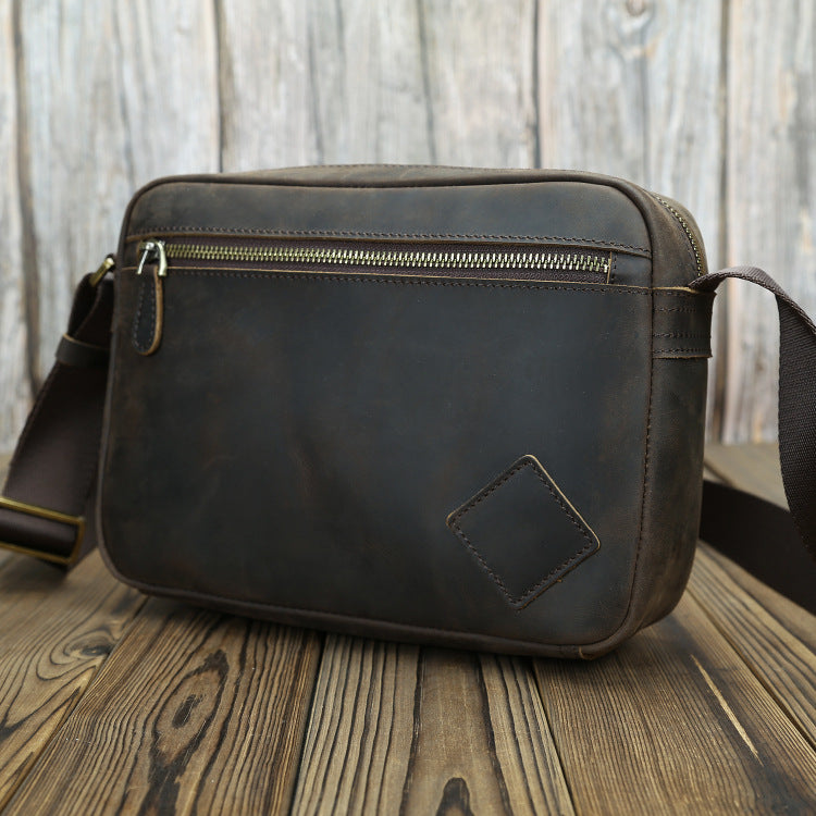 Men's Leather Handmade Retro Crazy Horse Simple First Men's Shoulder Bags