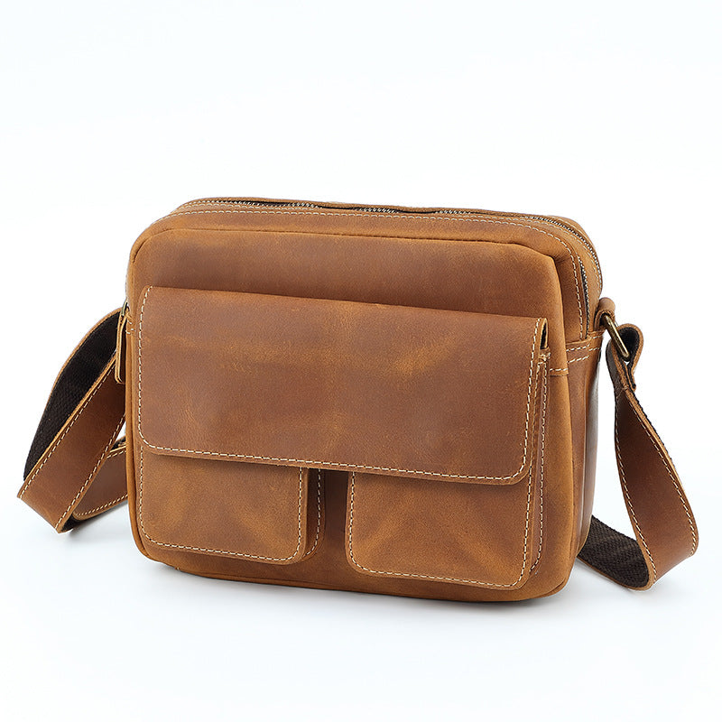Men's First Layer Cowhide Leather Back Difference Men's Messenger Bags