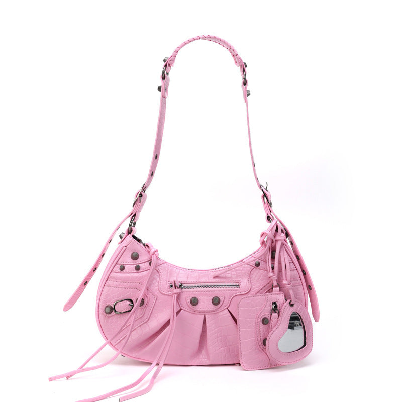 Motorcycle Three-in-one Crocodile Rivet Underarm Selenodont Shoulder Bags