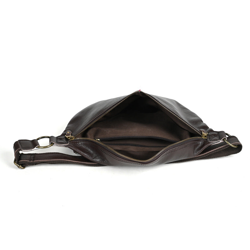 Men's Ancient Hipster Retro Vegetable Tanned Leather Genuine Men's Chest Bags