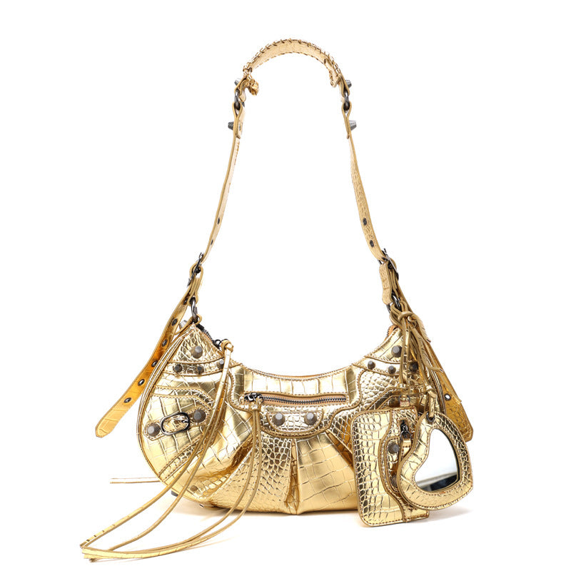 Motorcycle Three-in-one Crocodile Rivet Underarm Selenodont Shoulder Bags