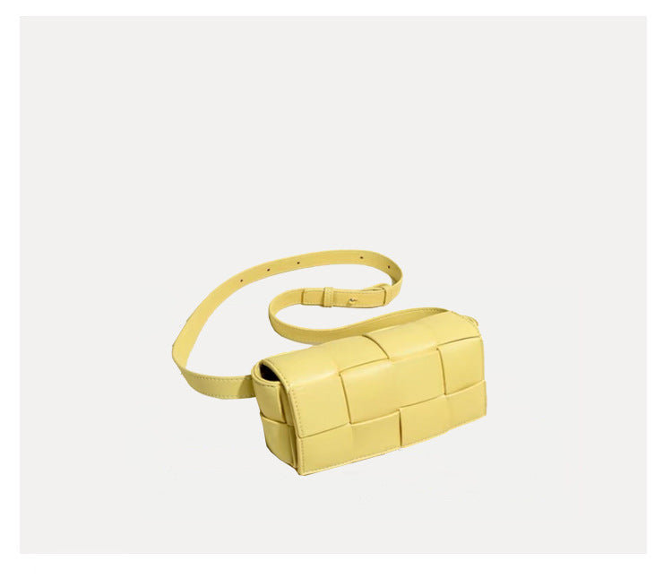 Authentic Leather Weave Female One Gold Bags