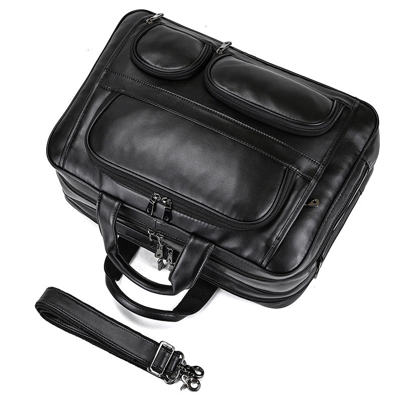 Men's Leather Large Capacity Business Cowhide Inch Men's Briefcases