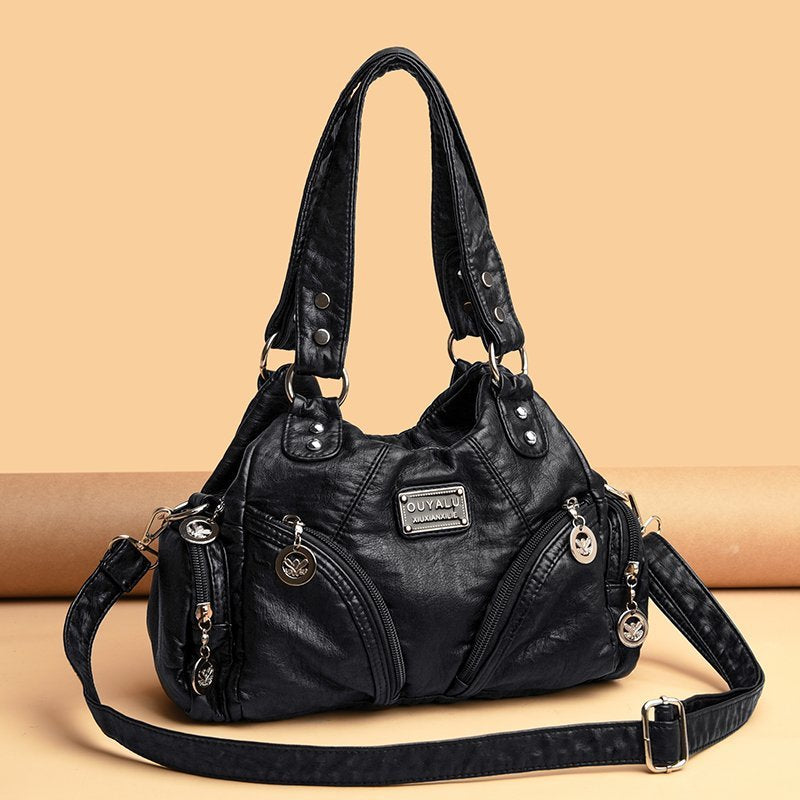 Women's Vintage Genuine Leather Motorcycle Trendy Quality Handbags