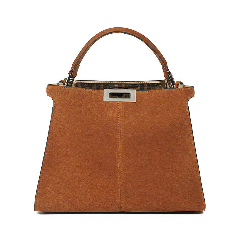 Women's Frosted Cowhide Portable Large Genuine Leather Shoulder Bags