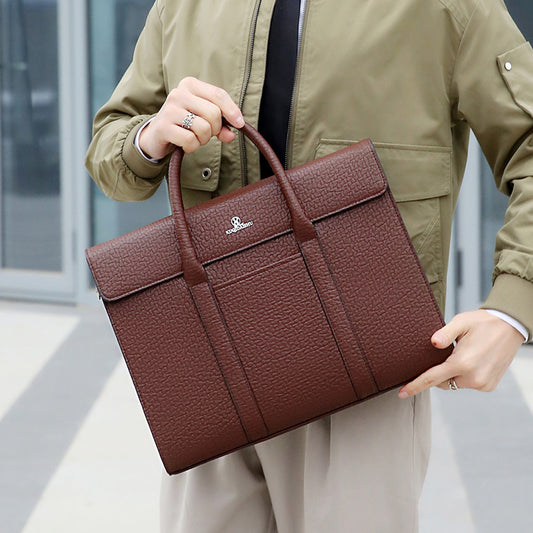 Men's Leather Large Capacity Horizontal Boutique Official Men's Briefcases