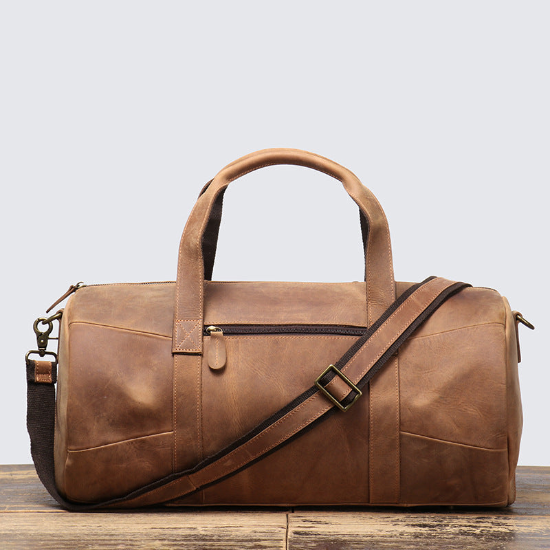 Men's Leather Portable Business Trip Cowhide Large Travel Bags
