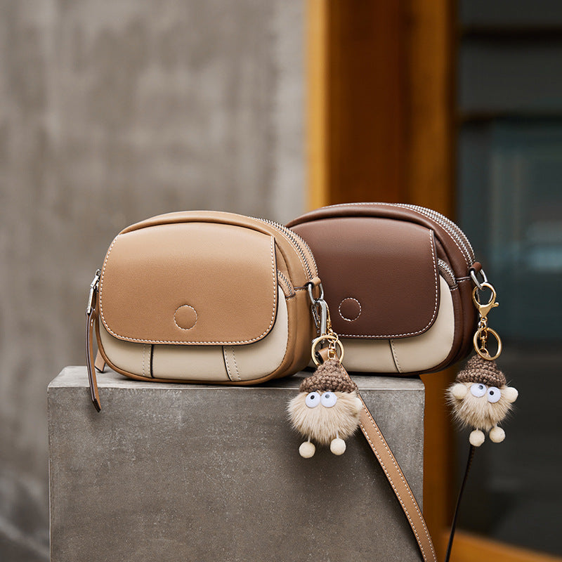 Women's Female Design Mini Round Leather Tide Crossbody Bags
