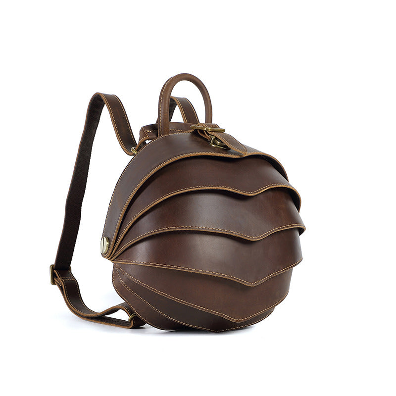 Men's Personalized Leather First Layer Crazy Horse Backpacks