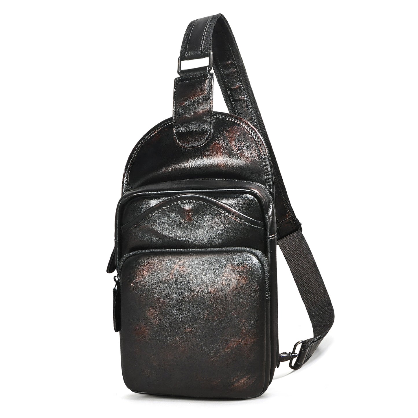 Men's Layer Crazy Horse Leather Cowhide Retro Men's Chest Bags