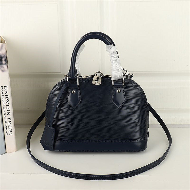 Women's Trendy Cattle Leather Fashion Water Ripple Shoulder Bags