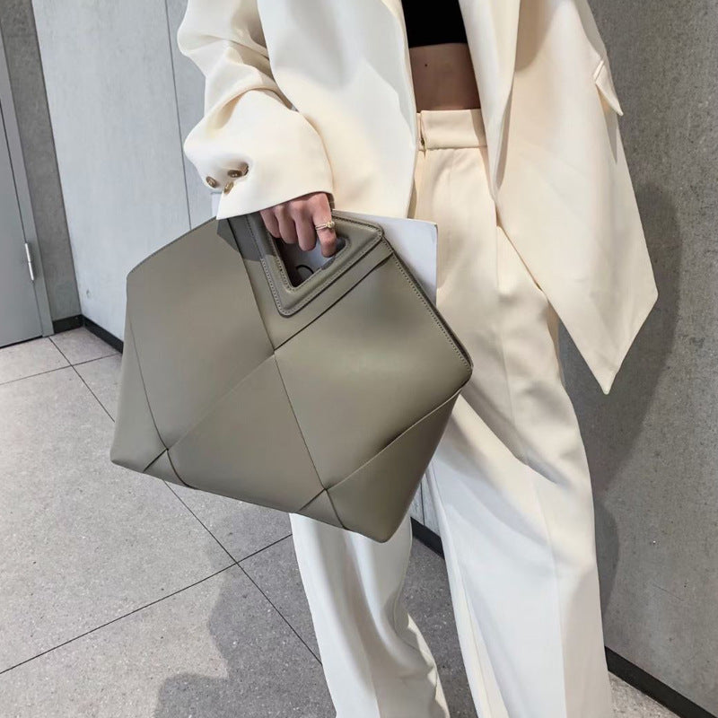 Women's Big Leather Large Capacity Woven Fashion Shoulder Bags