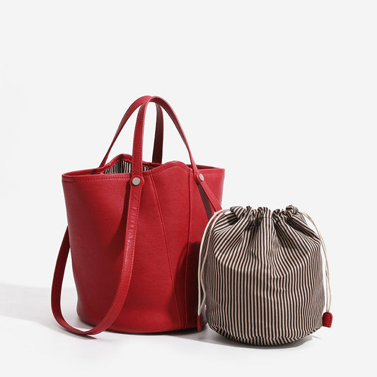 Women's High-grade Red Bridal Wedding Commuter Bucket Bags