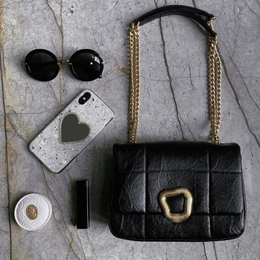 Women's New Beautiful Chocolate Cowhide Chain Small Square Bags
