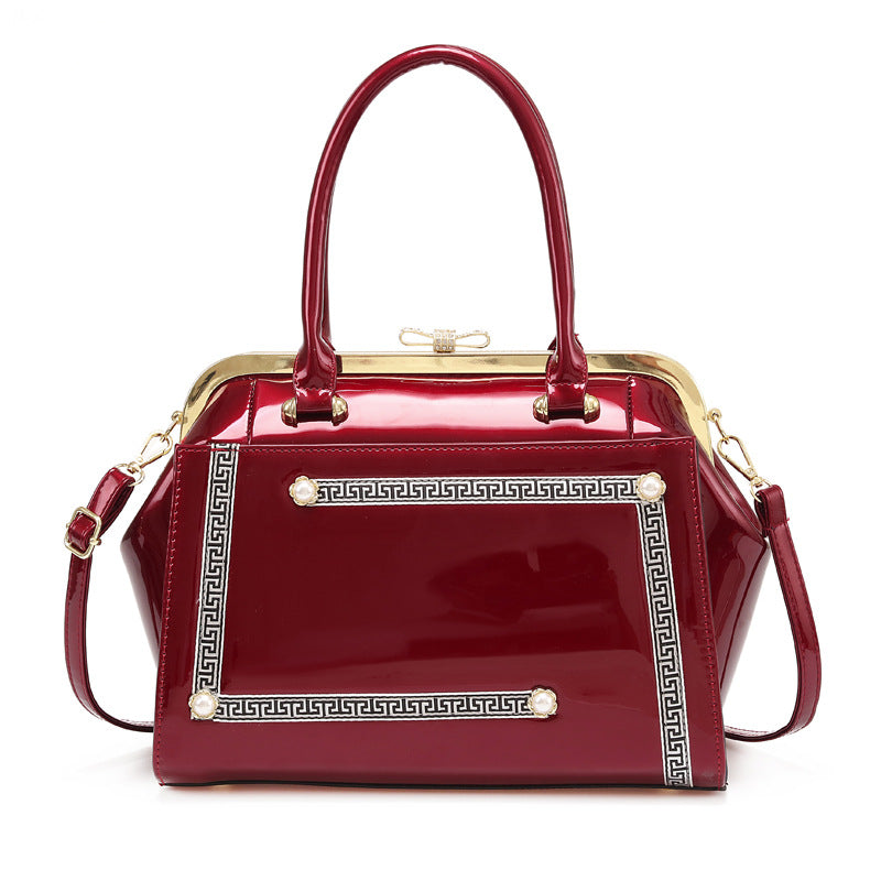 Women's Classic Bright Leather Large Capacity Handbags