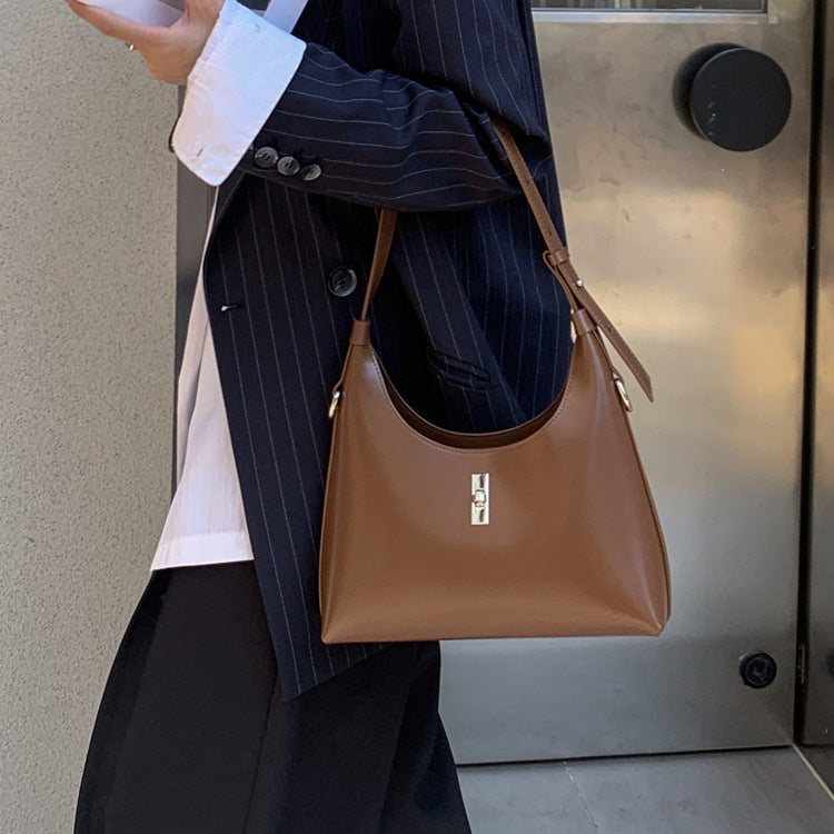 Design Genuine Leather Retro Baguette Underarm Armpit Bags