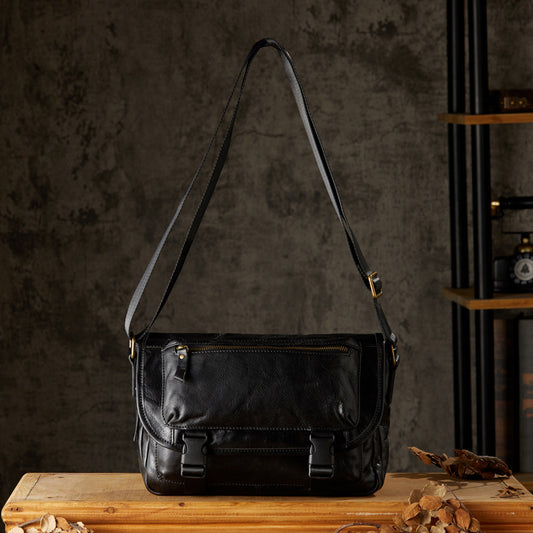 Men's Genuine Leather Retro First Layer Vegetable Tanning Men's Shoulder Bags