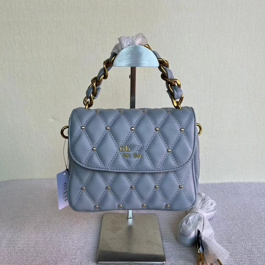 Women's Color Diamond Quilted Rivet Chain Woven Shoulder Bags